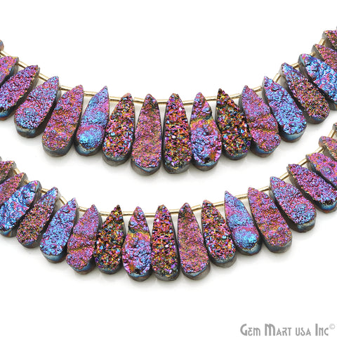 Purple Druzy Pears Beads, 8 Inch Gemstone Strands, Drilled Strung Briolette Beads, Pears Shape, 23X10mm
