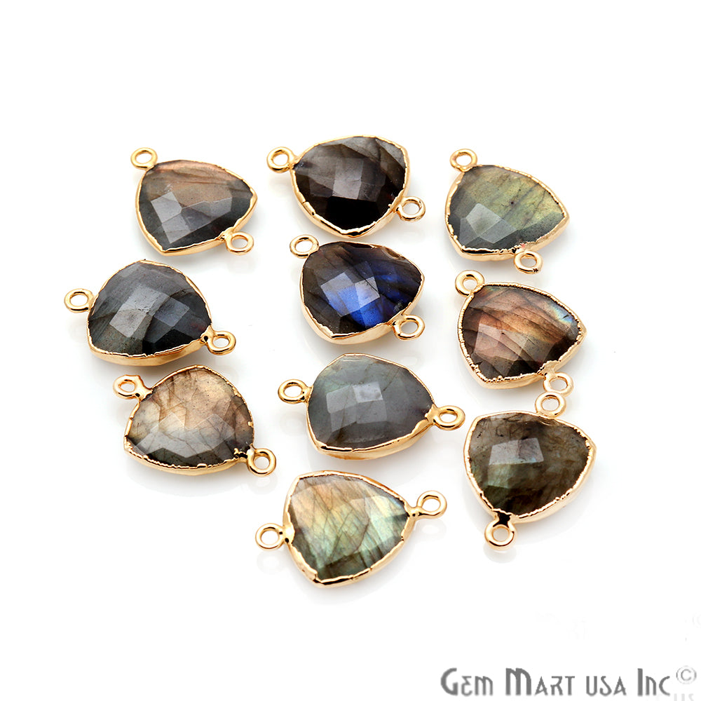 Labradorite 16mm Trillion Shape Gold Electroplated Gemstone Connector - GemMartUSA