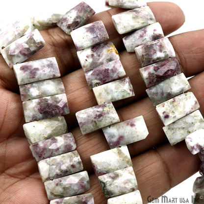 Thulite Rectangle Beads, 9 Inch Gemstone Strands, Drilled Strung Briolette Beads, Rectangle Shape, 28x10mm