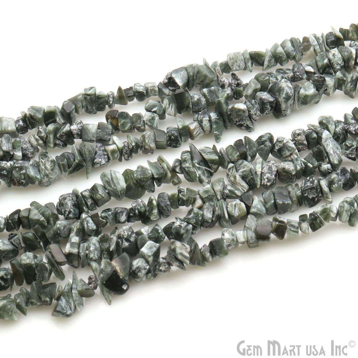 Seraphinite Nugget Chip Beads 34" Full Strand