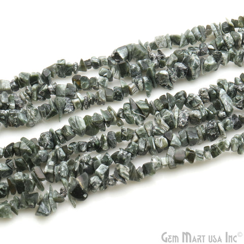 Seraphinite Chip Beads, 34 Inch, Natural Chip Strands, Drilled Strung Nugget Beads, 3-7mm, Polished, GemMartUSA (CHES-70001)