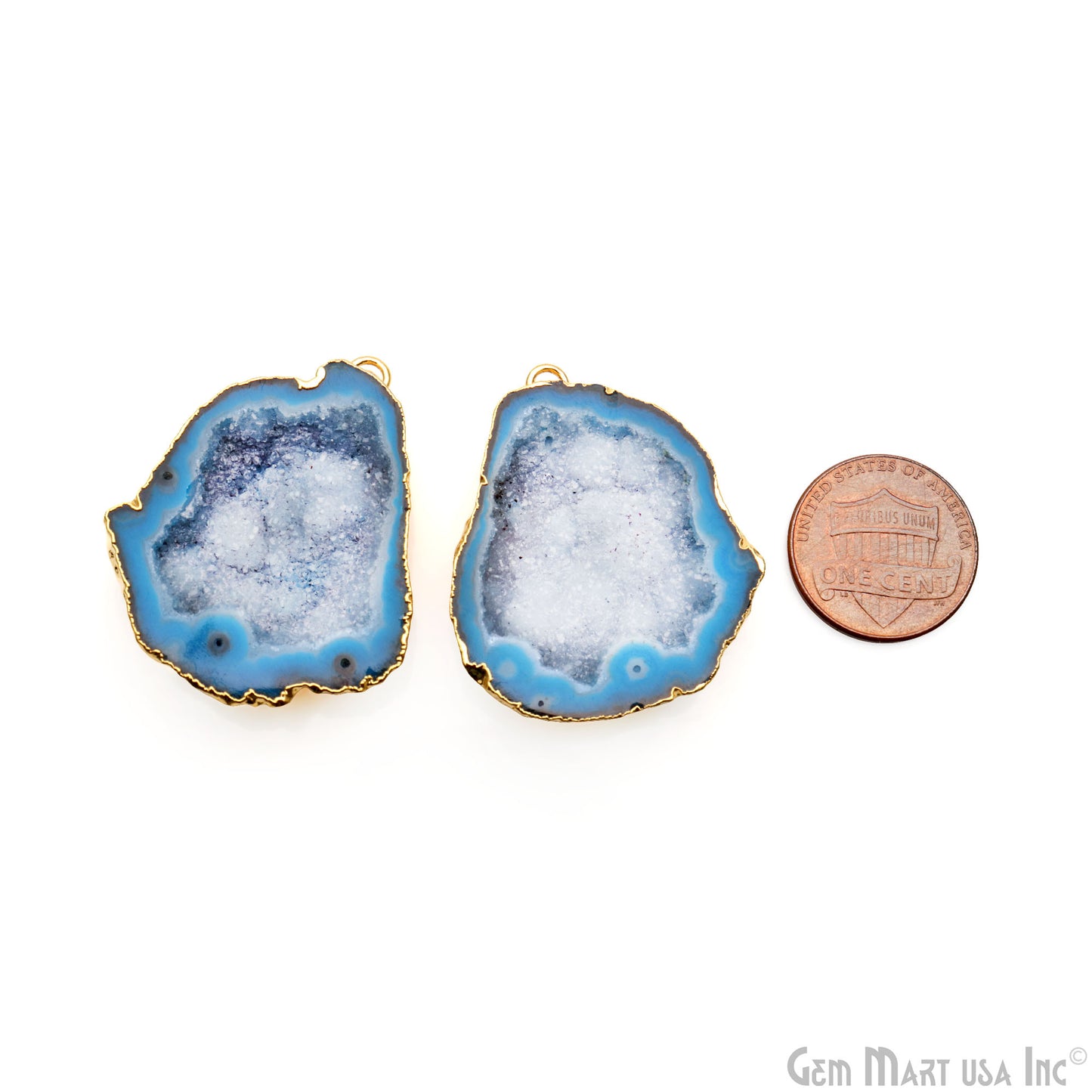 Geode Druzy 36x30mm Organic Gold Electroplated Single Bail Gemstone Earring Connector 1 Pair