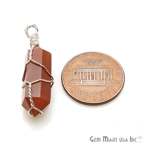 Gemstone Pencil Point Silver Wire Wrapped Healing Pendant (Pick Stone) - GemMartUSA