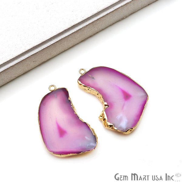Agate Slice 43x20mm Gold...