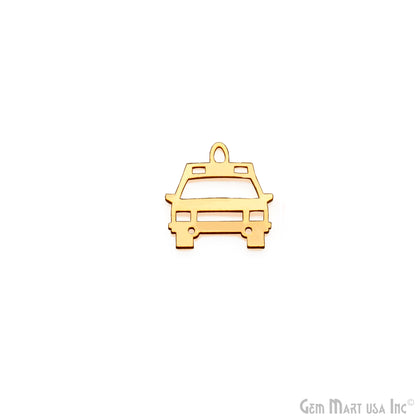 Car Shape Laser Finding Gold Plated 15x15.5mm Charm For Bracelets & Pendants