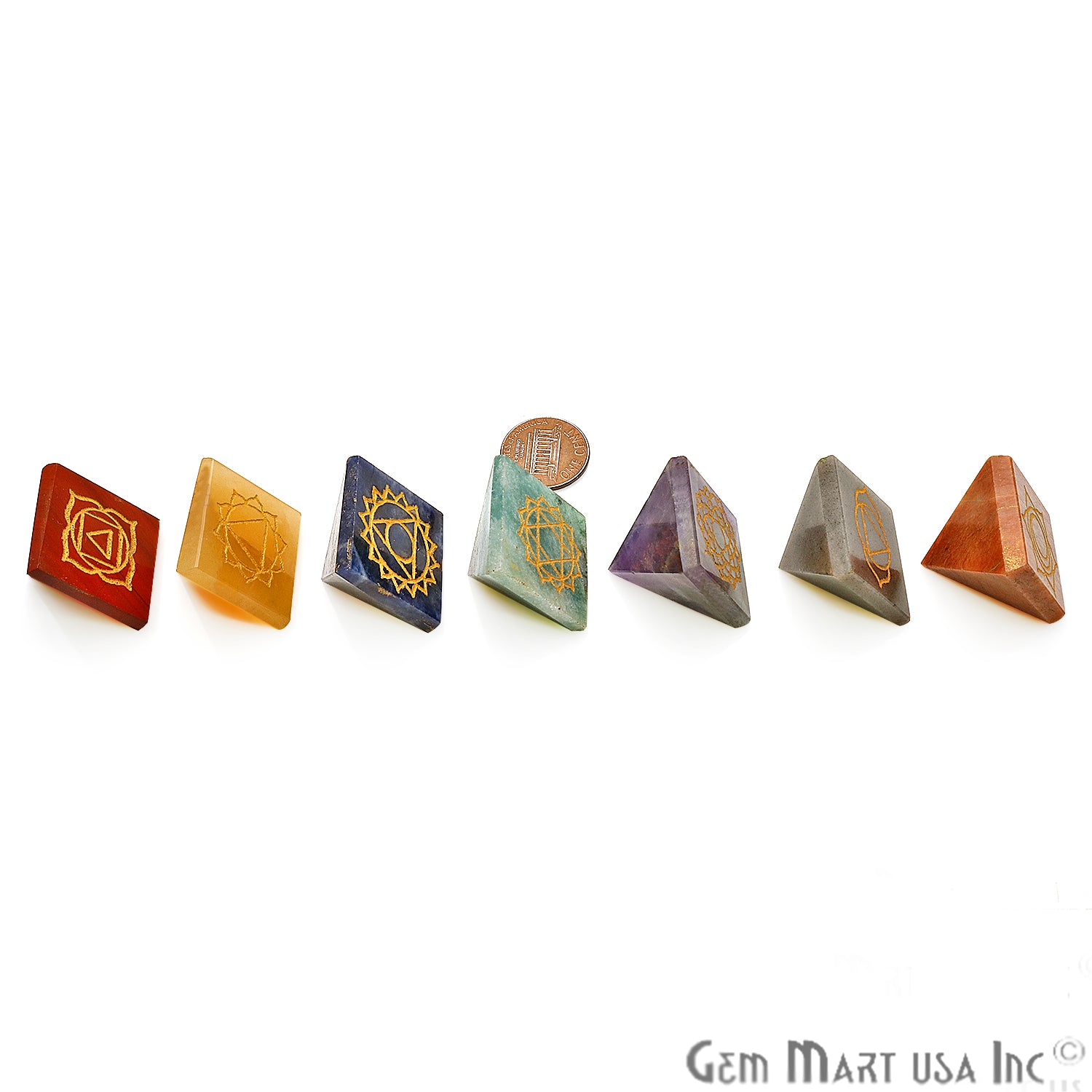 7 Chakra Lot, Healing Pyramid Stones, Spiritual Meditation Stones - GemMartUSA