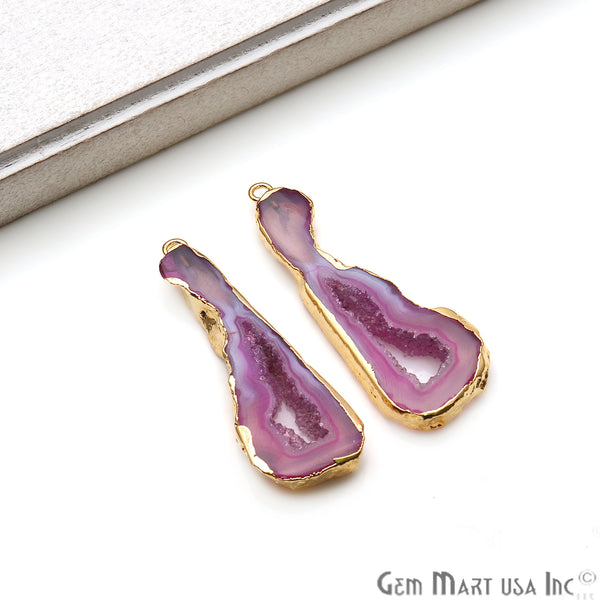 Agate Slice 50x18mm Gold...