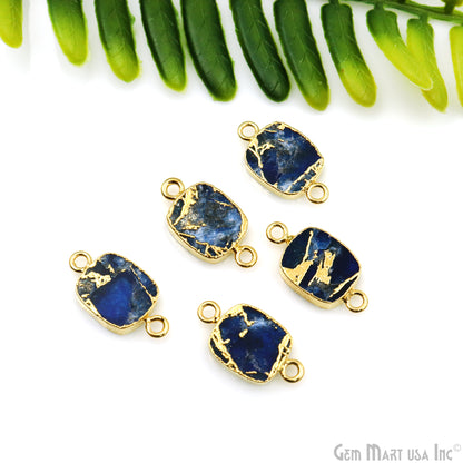 Mohave Octagon 10x12mm Double Bail Gold Electroplated Gemstone Connector