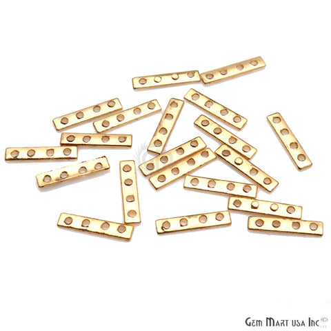 5pc Lot Gold Spacers Bar, 4 Hole Bar, Gold Plated Multi Strand Connector - GemMartUSA