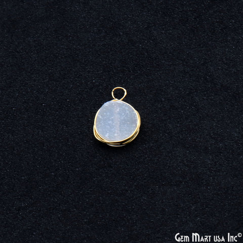 Titanium White Druzy Round 8mm Gold Wire Wrapped Single Bail Connector
