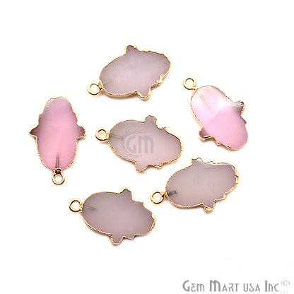 Hamsa Shape 20x15mm Gold Electroplated Gemstone Connector (Pick Your Gemstone) - GemMartUSA