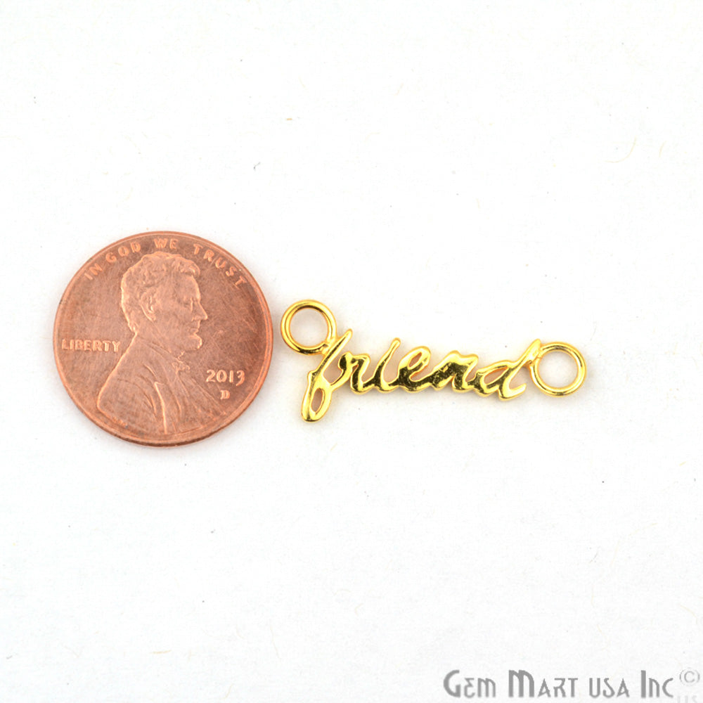 FRIEND Letter Gold Vermeil Charm for Bracelet Pendants & Necklace - GemMartUSA