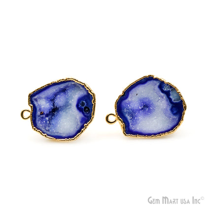 DIY Geode Druzy 21x15mm Gold Electroplated Loop Connector Studs Earrings