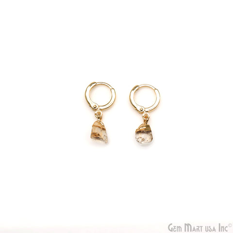 Organic 24x11mm Gold Plated Lever Back Hook Earrings