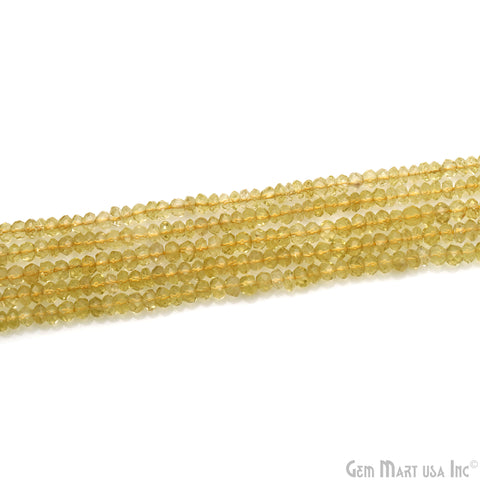 Lemon Topaz Rondelle Beads, 13 Inch Gemstone Strands, Drilled Strung Nugget Beads, Faceted Round, 5-6mm