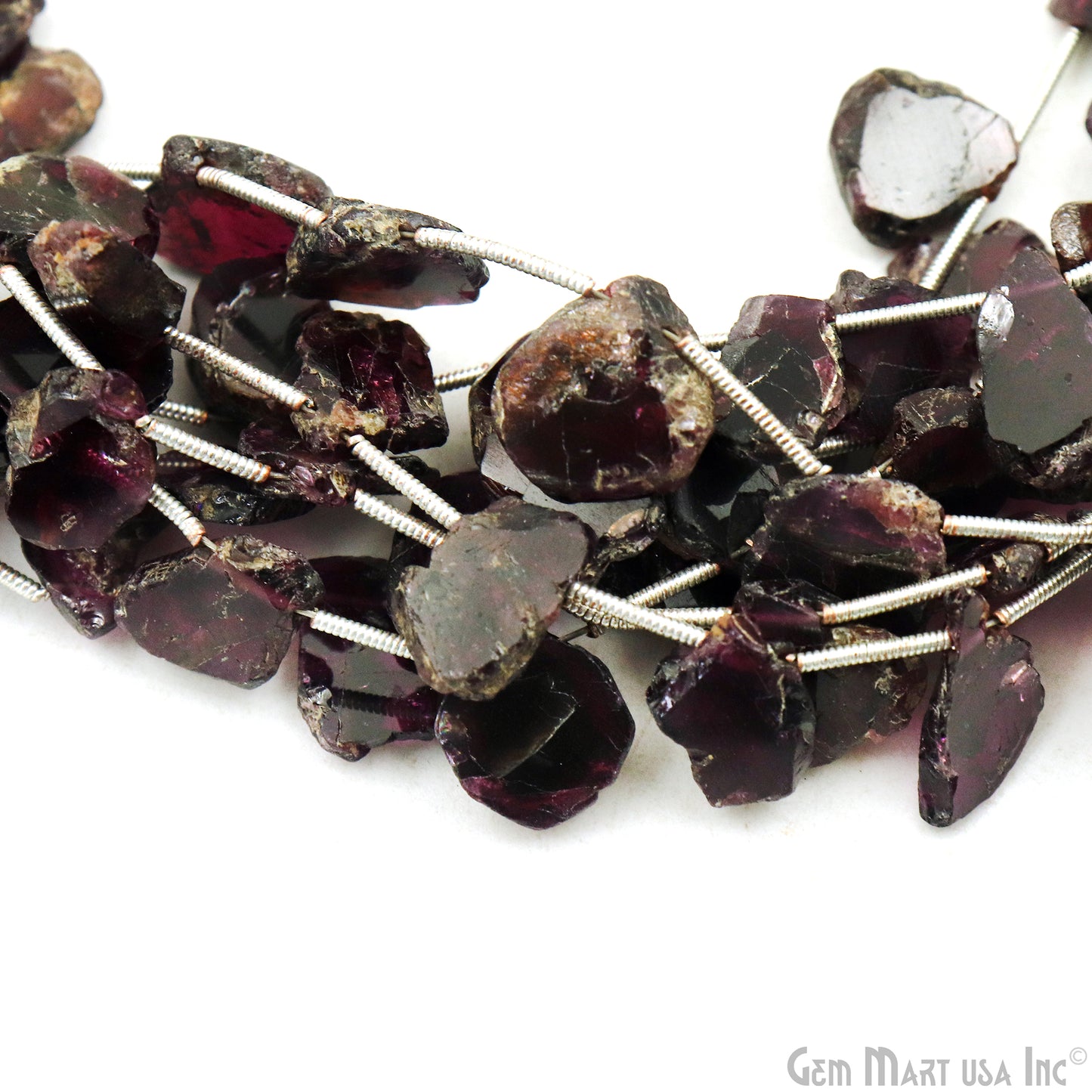 Rhodolite Rough Beads, 9 Inch Gemstone Strands, Drilled Strung Briolette Beads, Free Form, 13x10mm