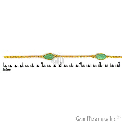 Chrysoprase 10mm Gold Plated Bezel Link Connector Chain - GemMartUSA (764053192751)