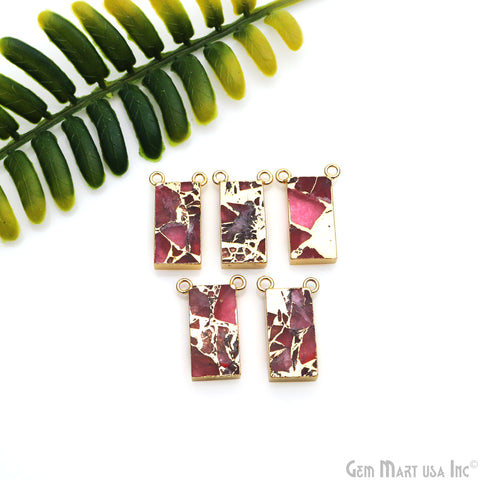 Ruby Mohave Rectangle 23x10mm Gold Electroplated Gemstone Connector