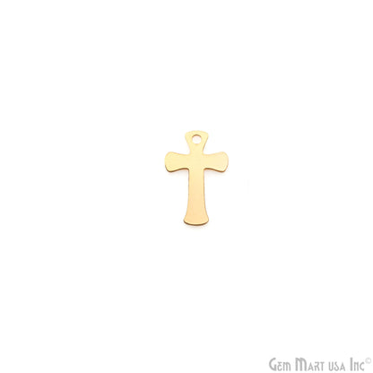 Cross Shape Laser Finding Gold Plated 16x10.4mm Charm For Bracelets & Pendants