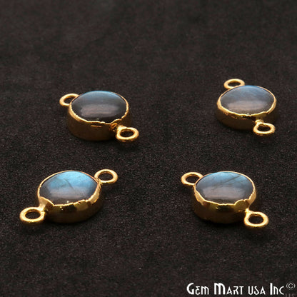 Labradorite Cabochon 17x10mm Round Gold Electroplated Double Bail Gemstone Connector - GemMartUSA