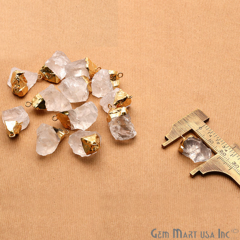 Rough Crystal Gemstone 20x13mm Organic Gold Edged Connector - GemMartUSA