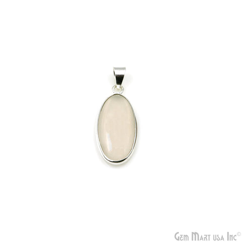 Rose Quartz Gemstone Oval 32x15mm Sterling Silver Necklace Pendant 1PC