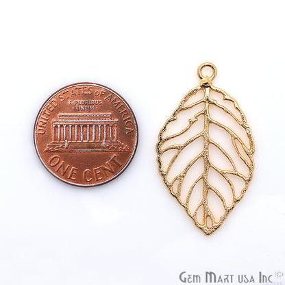 Leaf Shape Gold Plated Finding Jewelry Charm - GemMartUSA