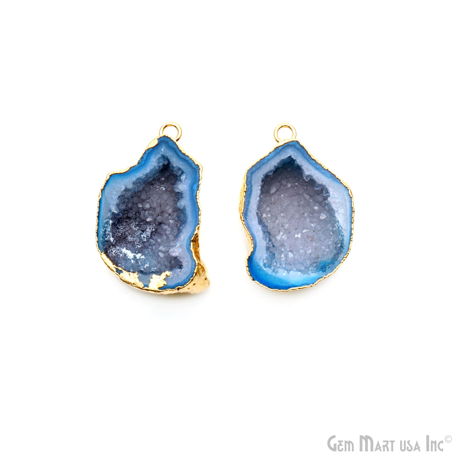 Geode Druzy 33x23mm Organic Gold Electroplated Single Bail Gemstone Earring Connector 1 Pair