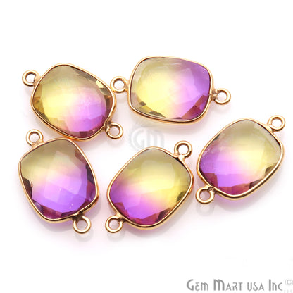 Doublet Aura Quartz 10x12mm Octagon Connector (Pick Color,Plating,Bail) - GemMartUSA