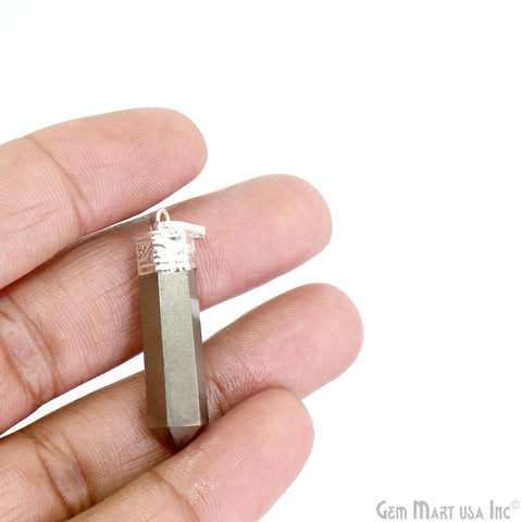 DIY Healing Gemstone 40x9mm Silver Pencil Point Ornate Pendant 1pc