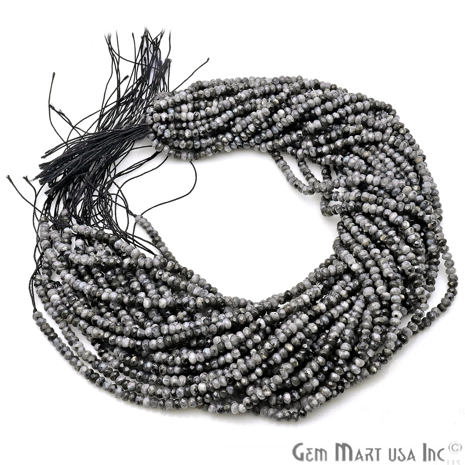 Cats Eye Jade 3-4mm Faceted Rondelle Beads Strands 14Inch - GemMartUSA