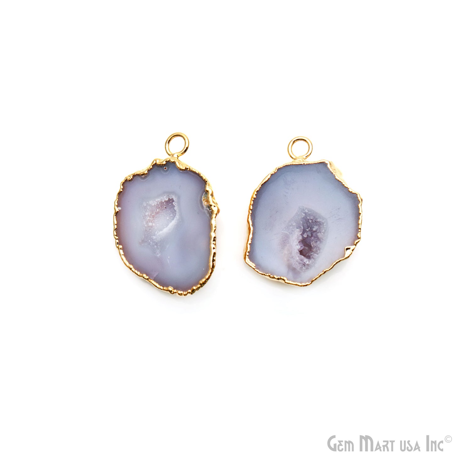 Geode Druzy 31x21mm Organic Gold Electroplated Single Bail Gemstone Earring Connector 1 Pair