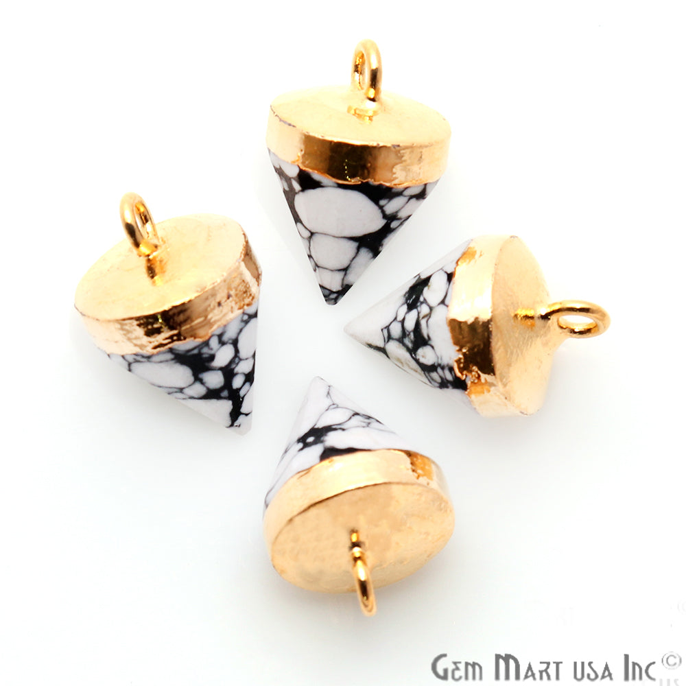 Cone 16x10mm Gold Electroplated Single Bail Connector (Pick Gemstone) - GemMartUSA