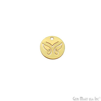 Butterfly Round Shape Charm Laser Finding Gold Plated 17mm Charm For Bracelets & Pendants