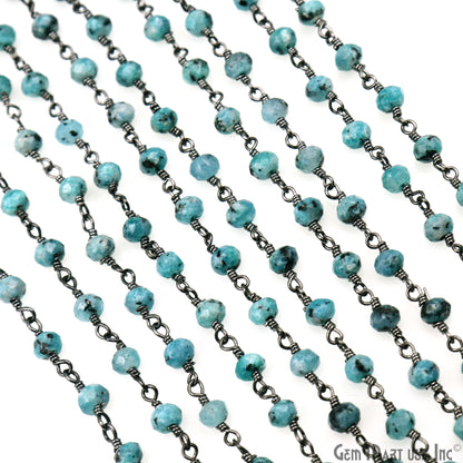 Chrysocolla Jade Faceted Beads 4mm Oxidized Gemstone Rosary Chain