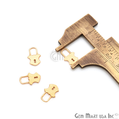 Lock Shape 13x8mm Gold Plated Finding Charm, DIY Jewelry - GemMartUSA