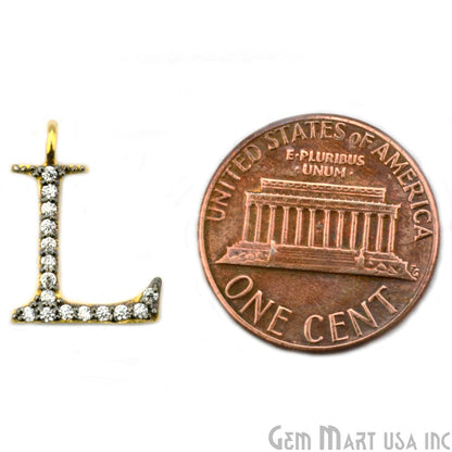 L' Alphabet Charm CZ Pave Gold Vermeil Charm for Bracelet & Pendants - GemMartUSA