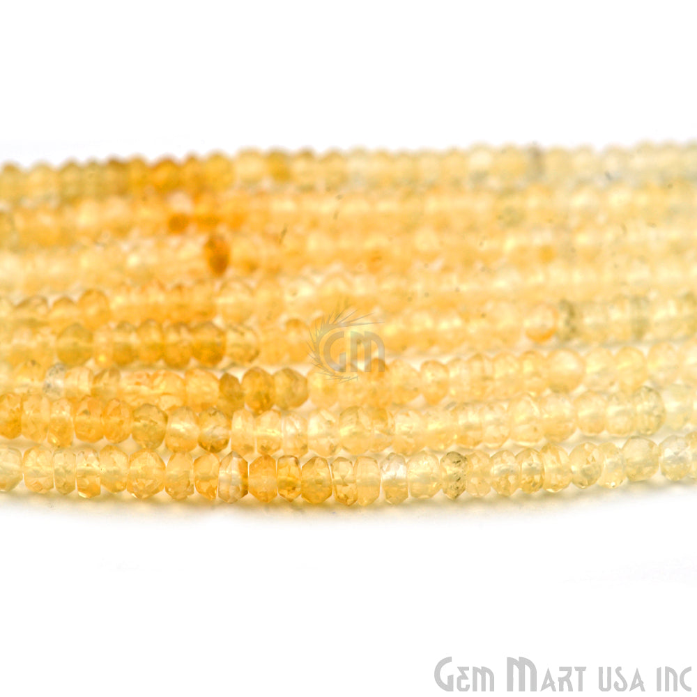 ight Citrine Shaded Micro Faceted Rondelle 3-4mm 13" Length (762704986159)