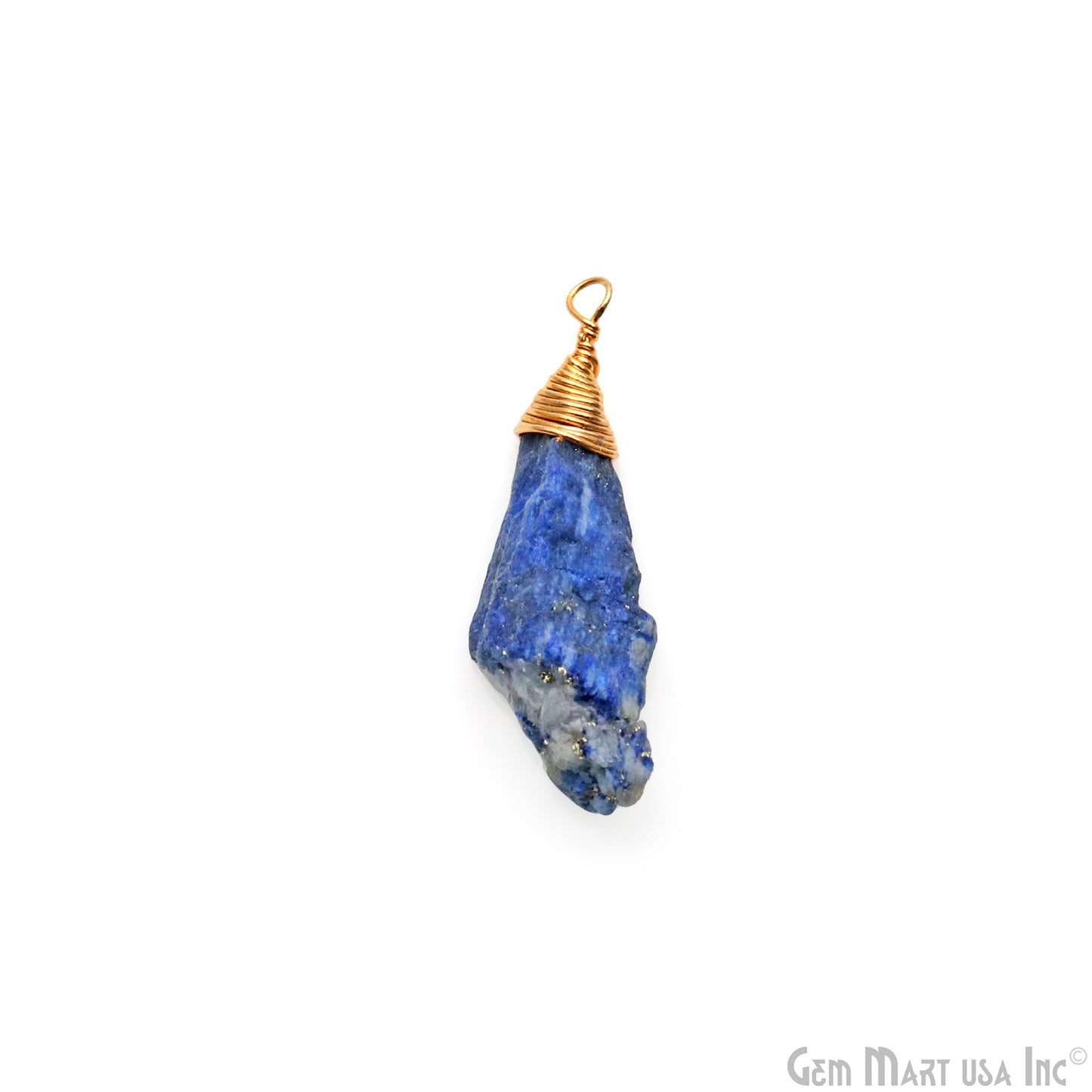 Lapis Organic 22x10mm Gold Wire Wrapped Single Bail Gemstone Connector