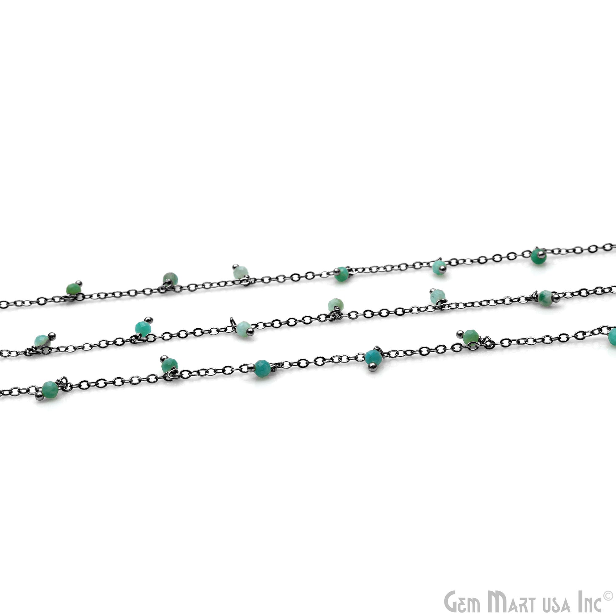 Chrysoprase Faceted Beads 3-4mm Oxidized Cluster Dangle Chain