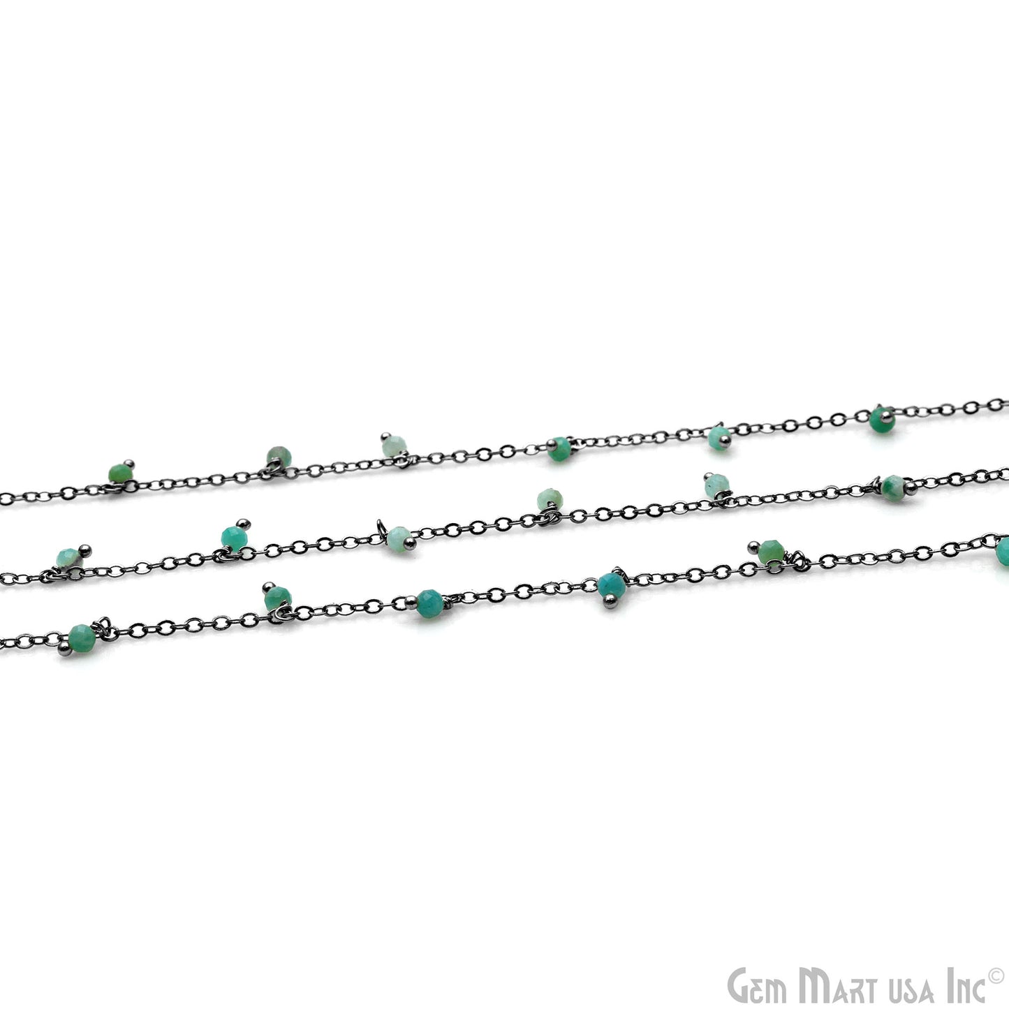 Chrysoprase Faceted Beads 3-4mm Oxidized Cluster Dangle Chain