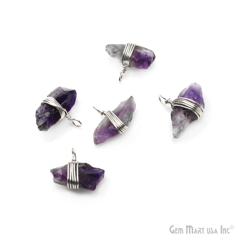 Rough Gemstone 20x14mm Silver Wire Wrapped Connector