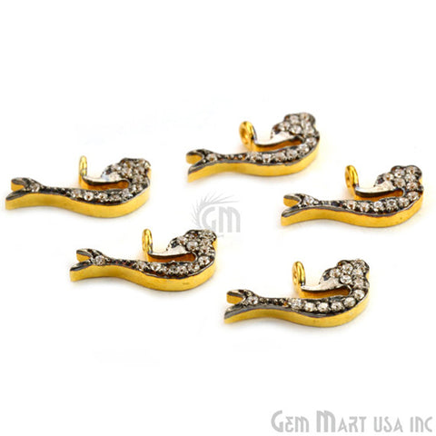 Fish' CZ Pave Gold Vermeil Charm for Bracelet & Pendants - GemMartUSA