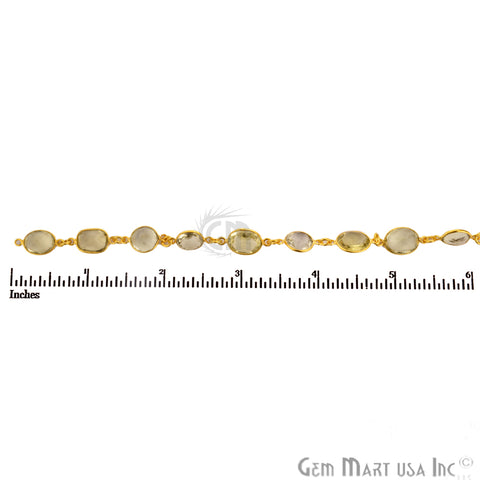 Green Amethyst 10mm Mix Faceted Gold Plated Continuous Connector Chain - GemMartUSA (764270116911)