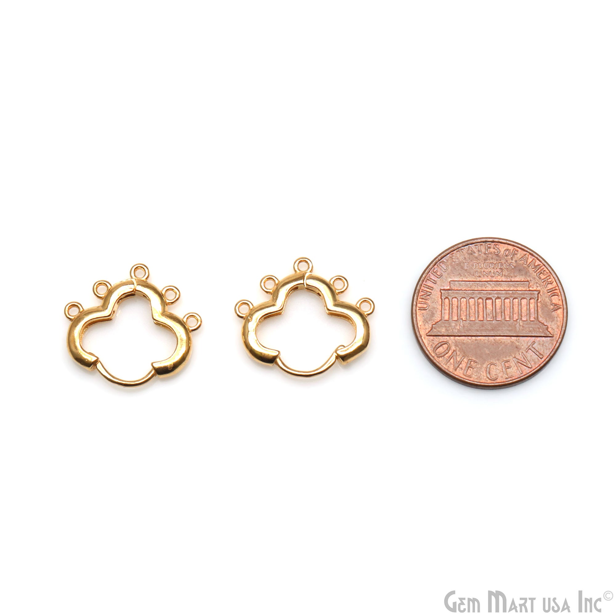 DIY Clover 5 Loop Hoop Clasp Finding Studs Gold Plated Hoop Earring 1 Pair