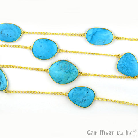 Turquoise 15-20mm Gold Plated Bezel Connector Chain - GemMartUSA (764203827247)
