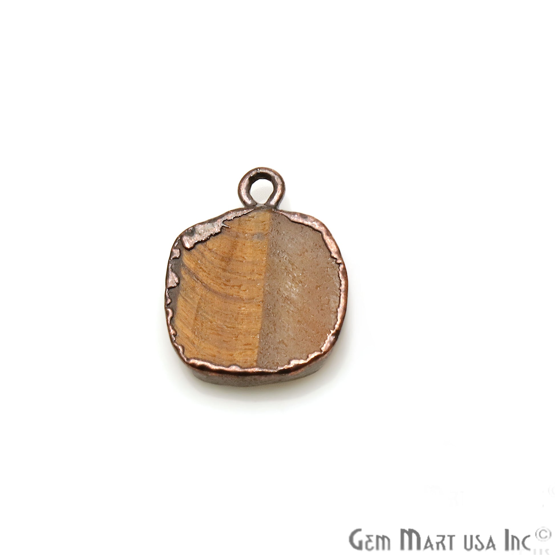 Organic Tiger Eye Gemstone 17x12mm Rose Gold Edged Connector - GemMartUSA