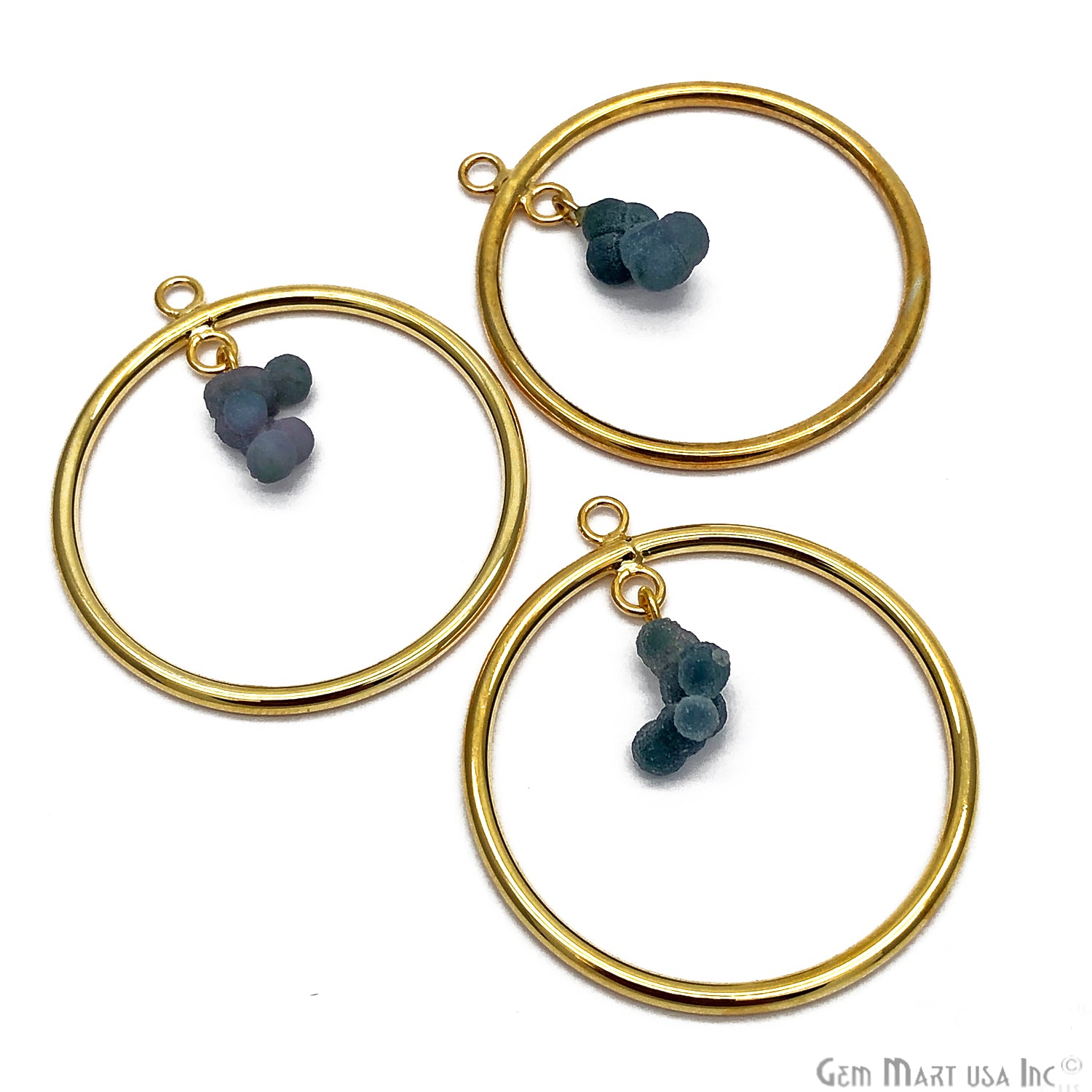 DIY Dangle Bubble Druzy Gold Plated Connector Pendant (Pick Your Gemstone) - GemMartUSA
