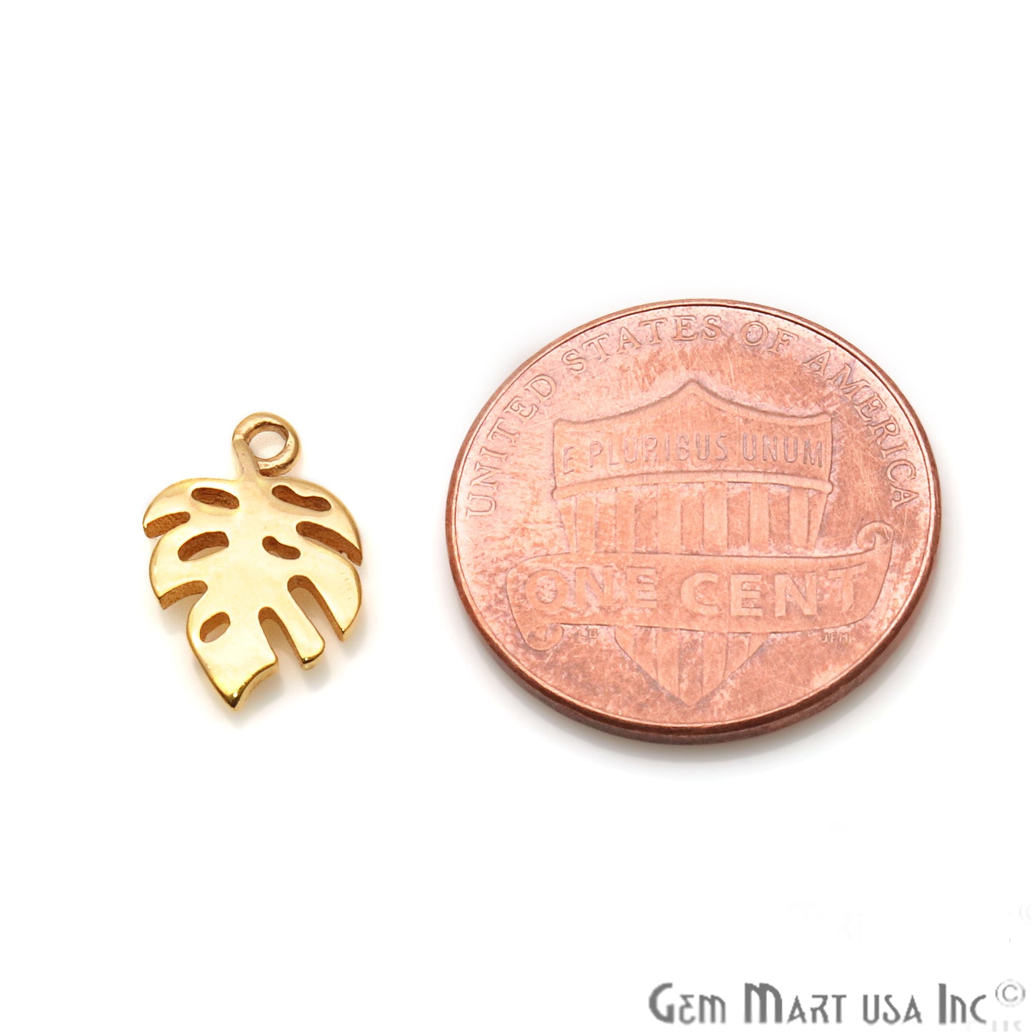 Leaf Shaped 13x9mm Pendant Connector, Gold Plated Finding, Filigree Leaf Design - GemMartUSA