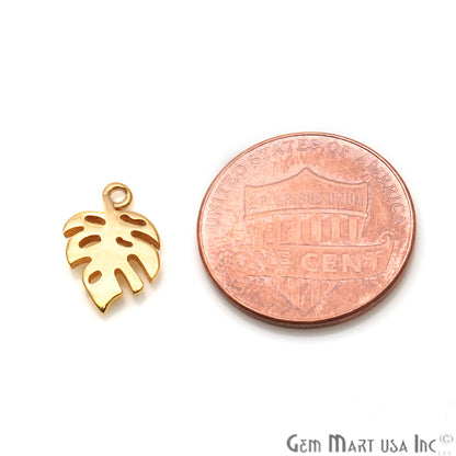 Leaf Shaped 13x9mm Pendant Connector, Gold Plated Finding, Filigree Leaf Design - GemMartUSA